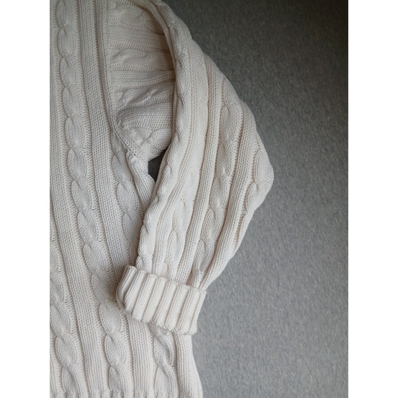 Vintage Gap Sweater Large Tennis Prep Cable Knit V Neck Preppy Wimbleton 90s - Picture 3 of 15
